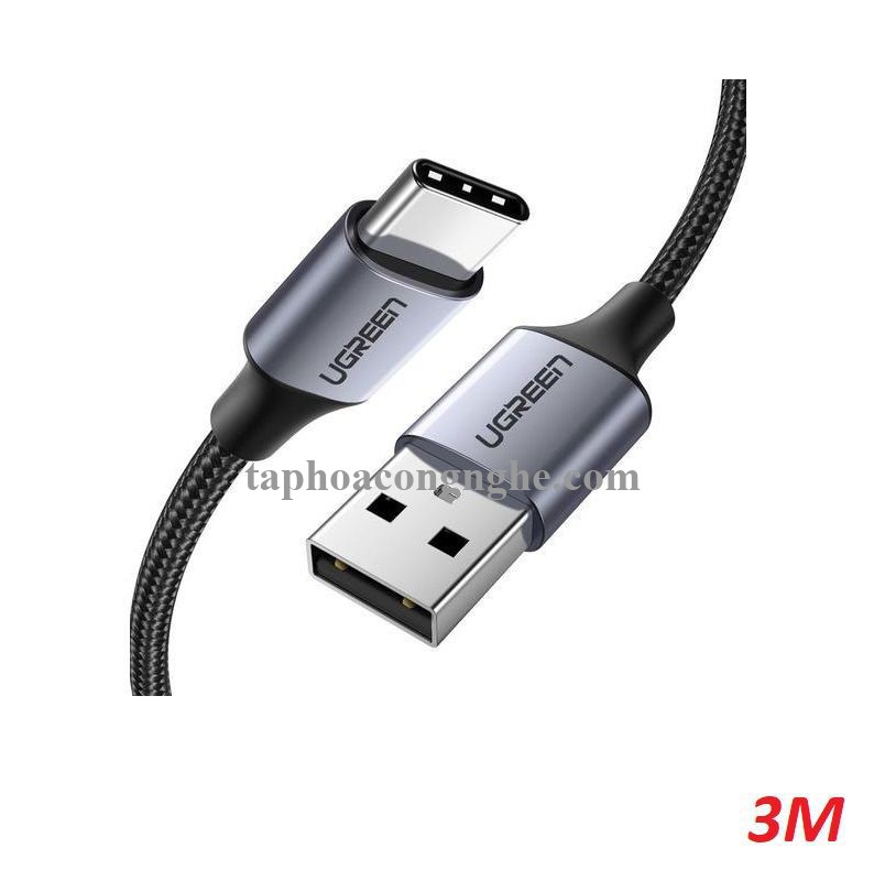 Ugreen 60409 3M Qc3.0 usb type c 2.0 Cáp sạc và dữ liệu từ máy tính ra điện thoại đầu nhôm xám US288 30060409